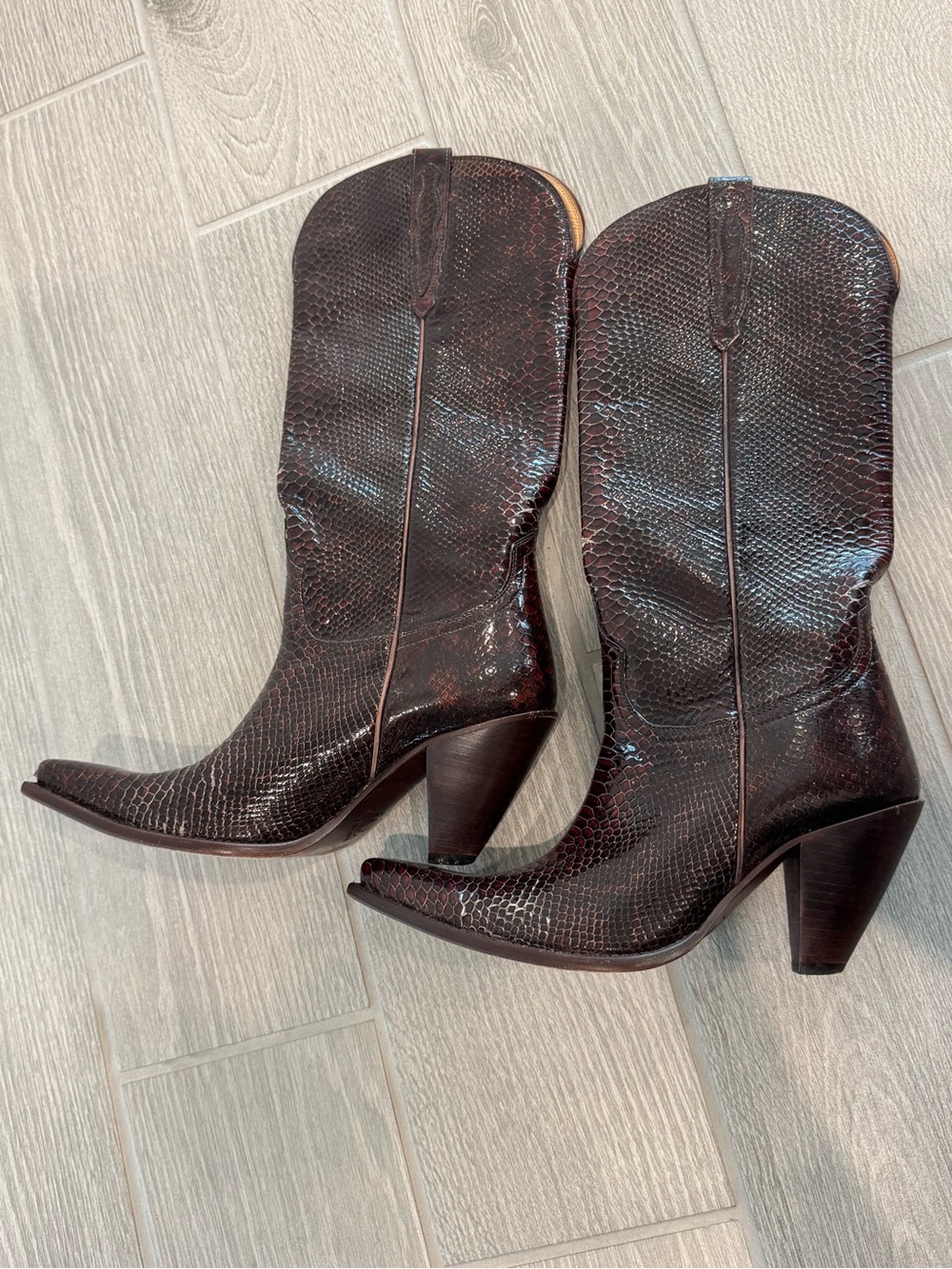 LUCCHESE CHARLIE 1 HORSE Snake Cowboy Boots Size 8 GUC - Picture 3 of 11
